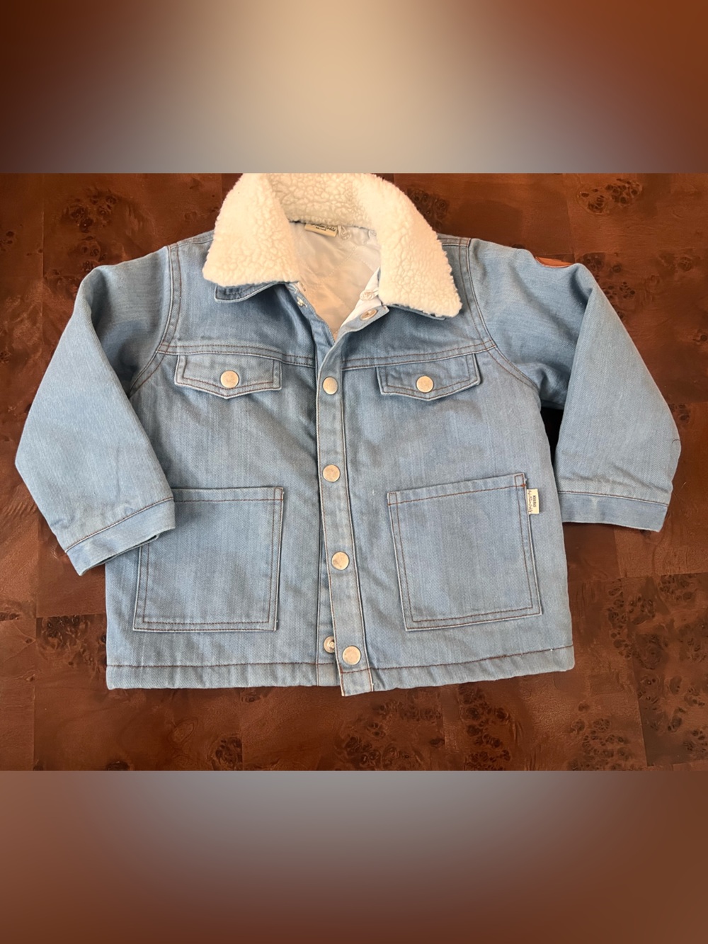 Kids Light Blue with removable Sherpa collar- Denim Jacket - Cozy Winter Layer
